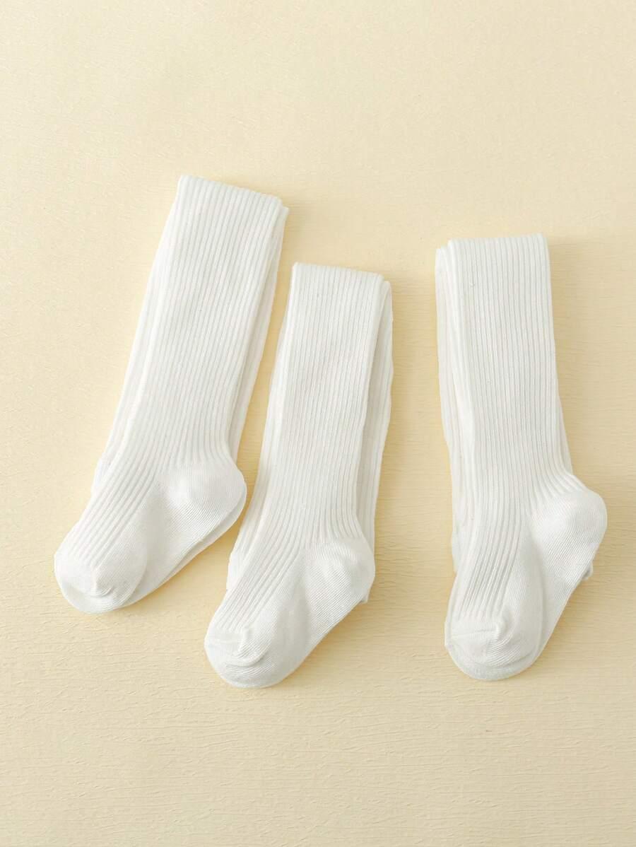 SHEIN BIAŁE RAJSTOPY PRĄŻKI 3-PACK S07__98/104