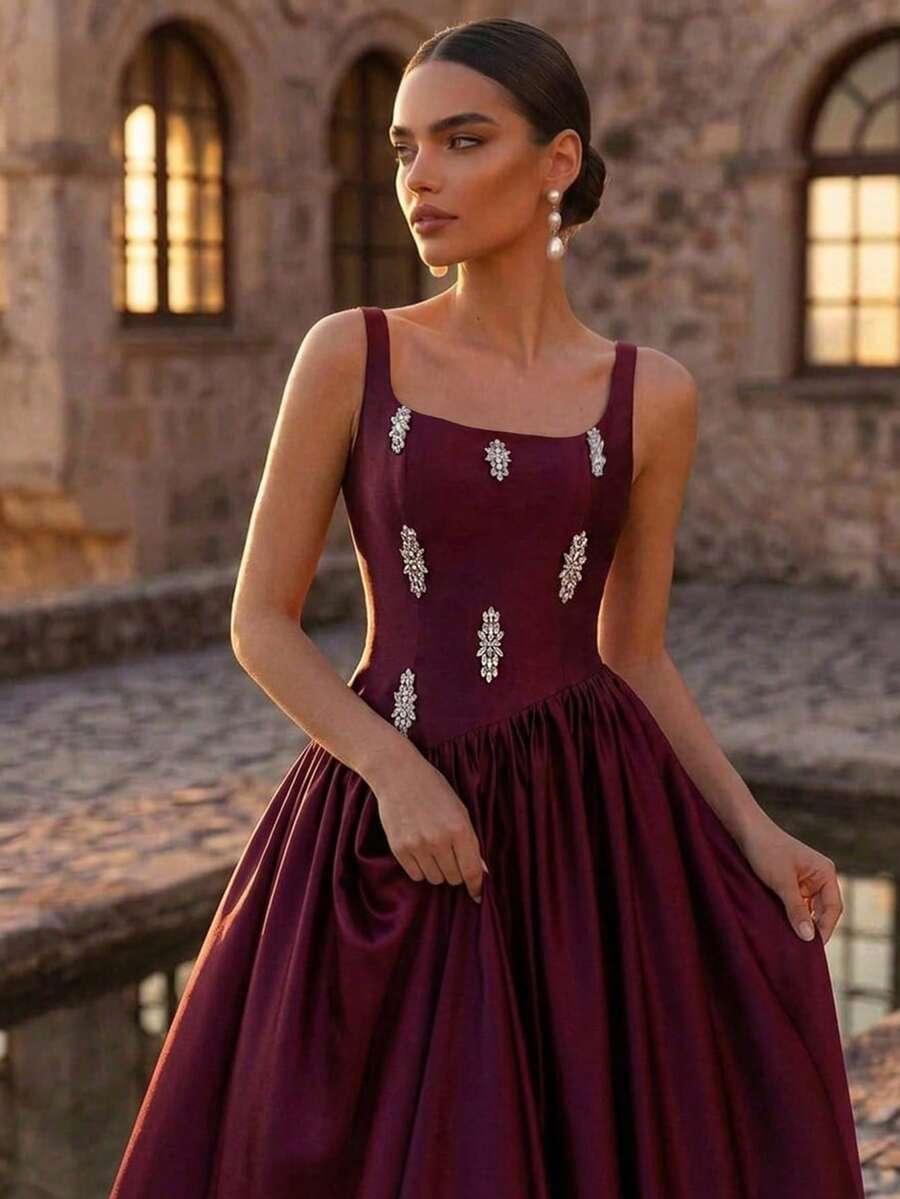 GLAMRAE FIOLETOWA MAXI SUKIENKA ZDOBIENIE S09__M