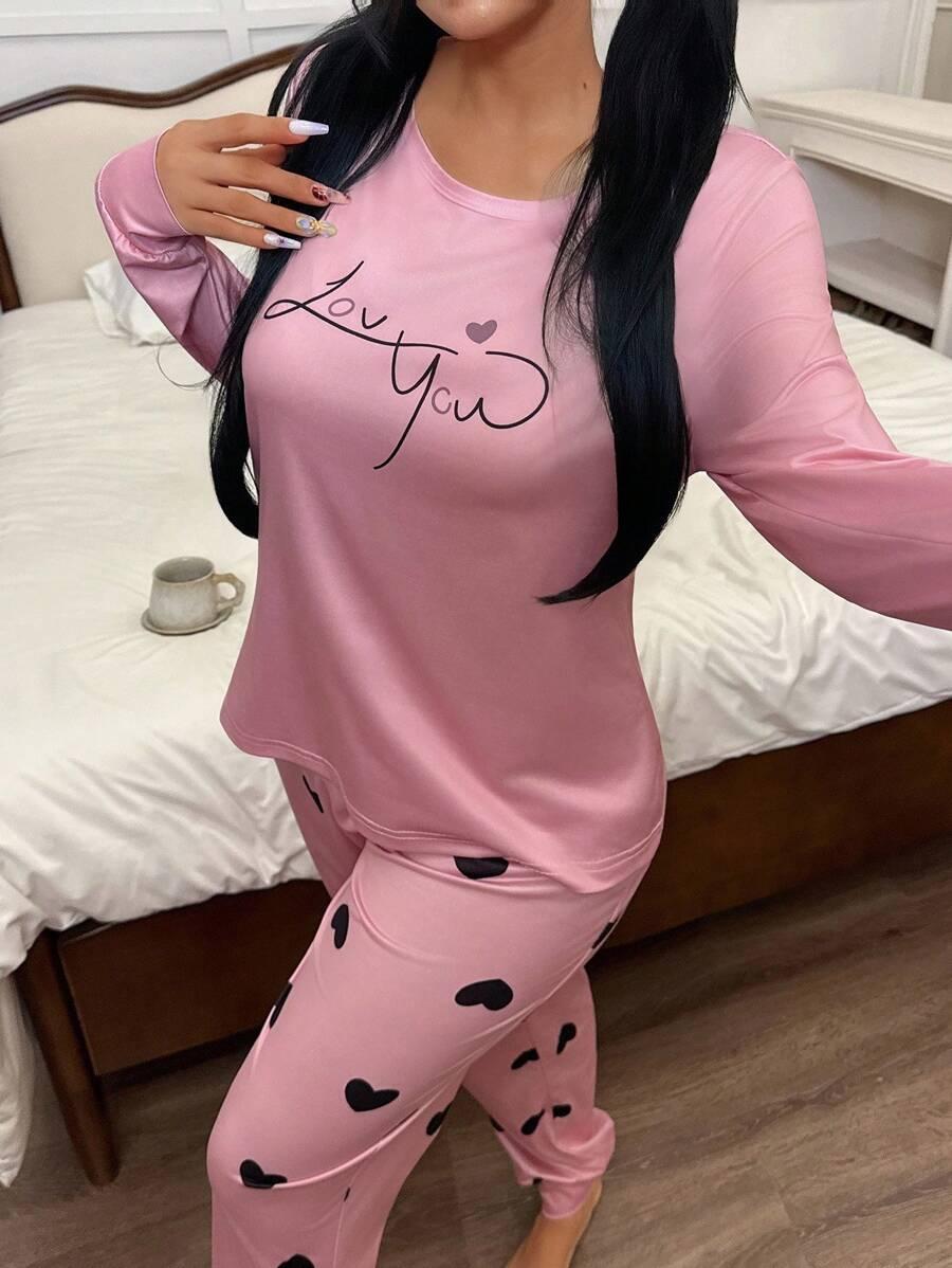 SHEIN RÓŻOWA PIŻAMA KOMPLET PRINT PK01__S