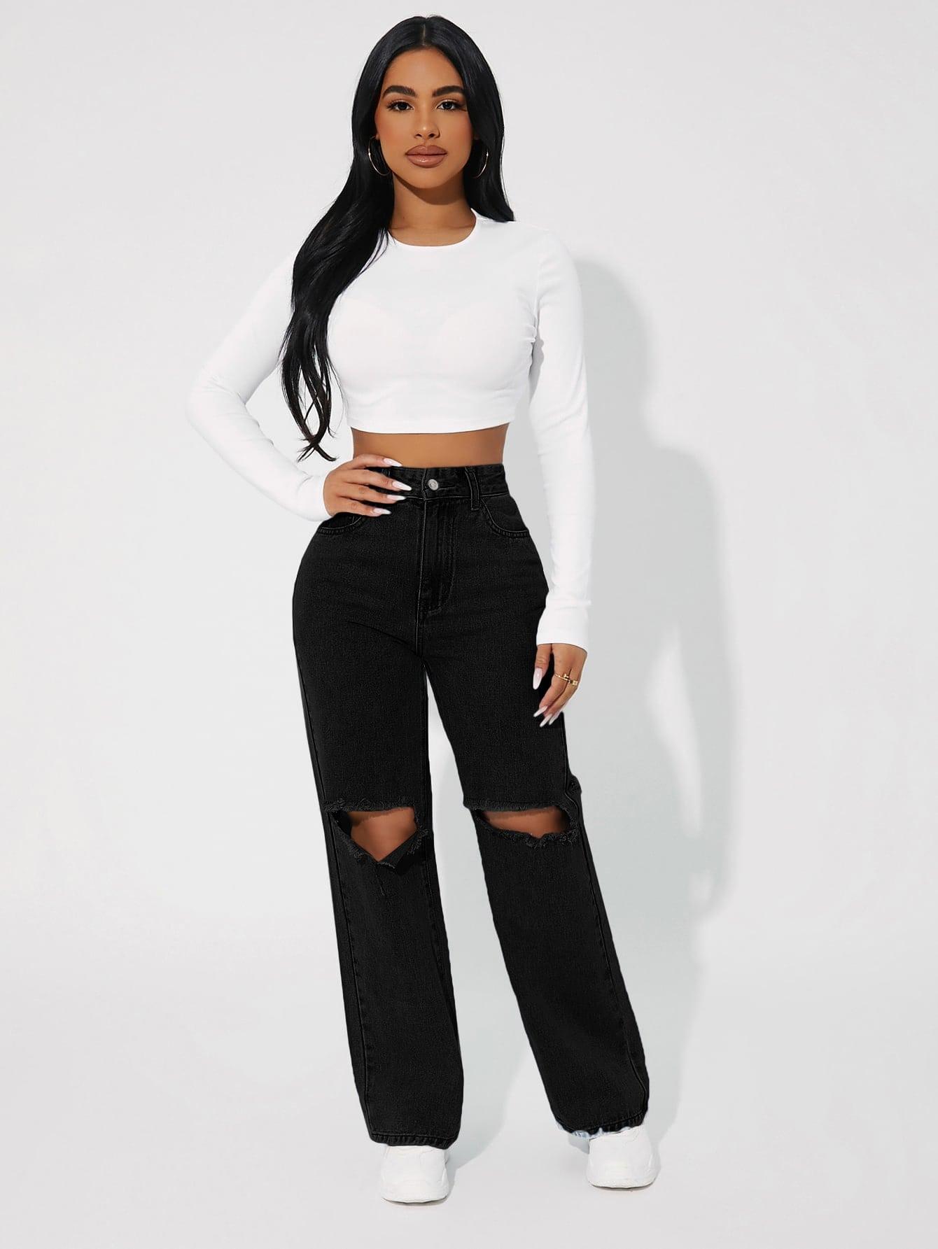 SHEIN CZARNE SPODNIE JEANS S06__XS
