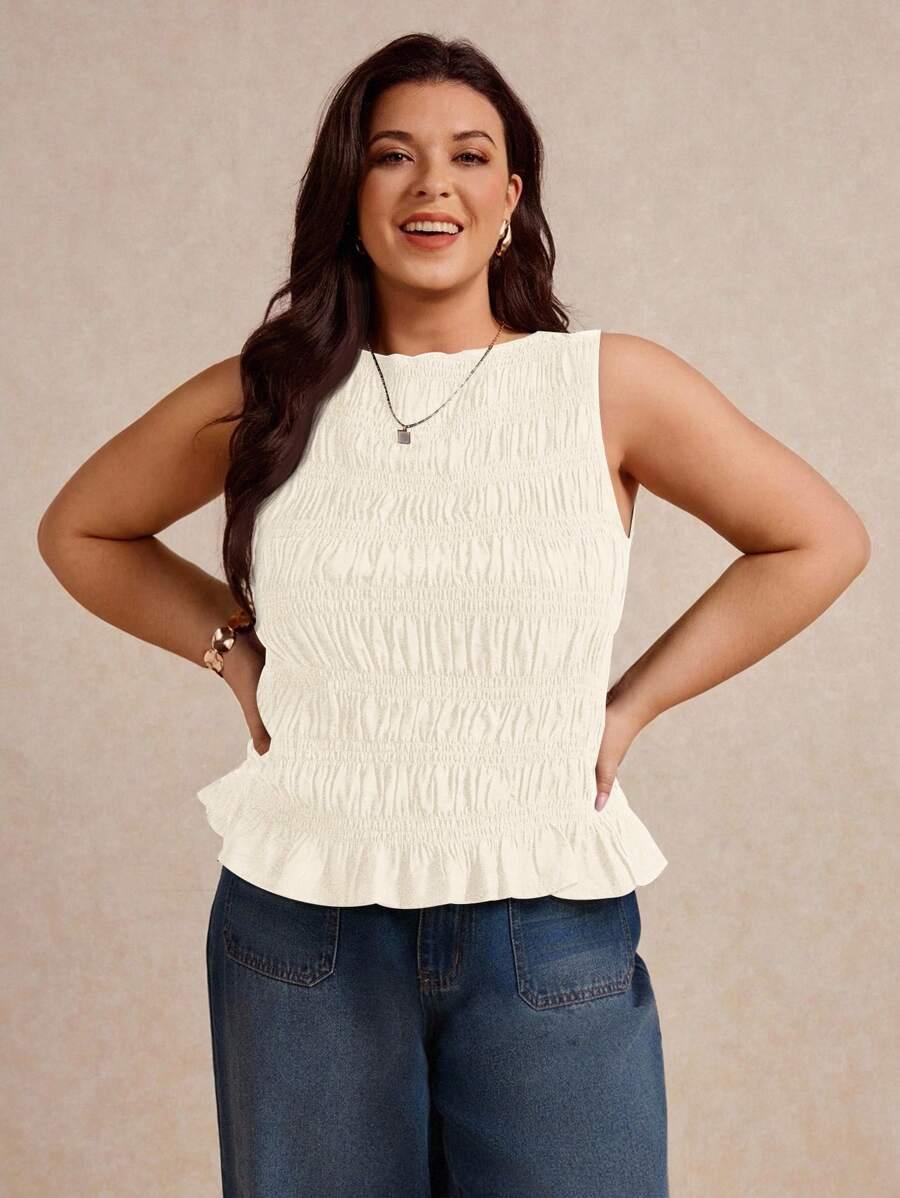 SHEIN BEŻOWY TOP MARSZCZENIA S09__46