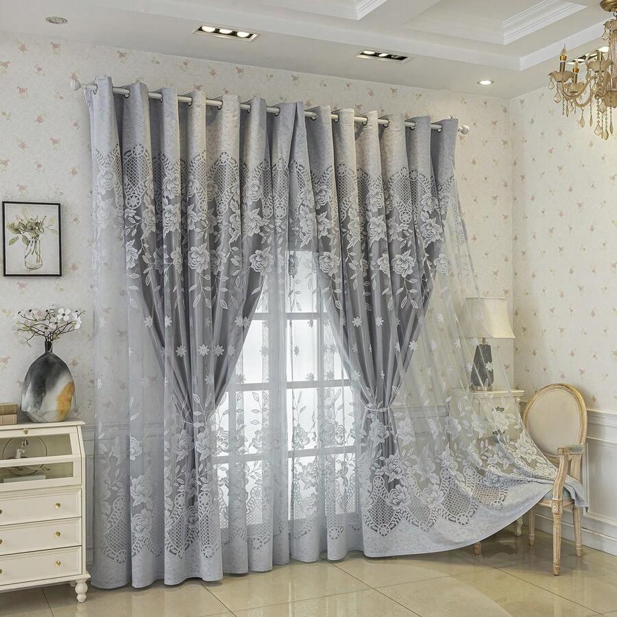 SHEIN SZARA ZASŁONA DO OKIEN S07__165X260 CM