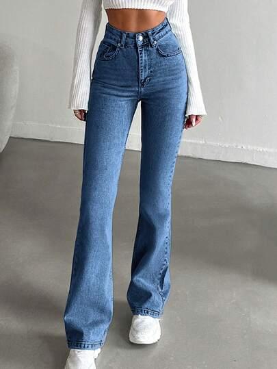 SHEIN SPODNIE JEANS DZWONY S06__L