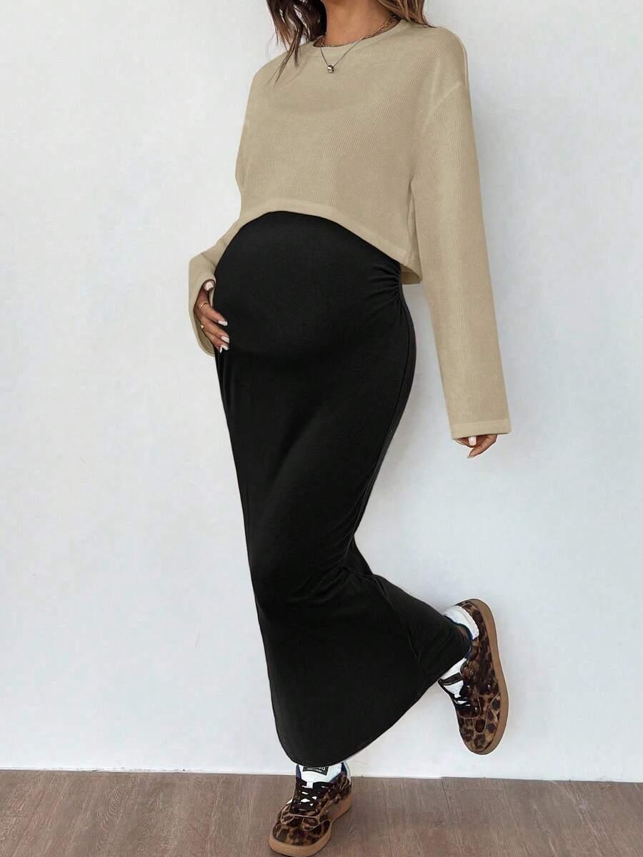 SHEIN CIĄŻOWY KOMPLET SWETER SUKIENKA S06__M