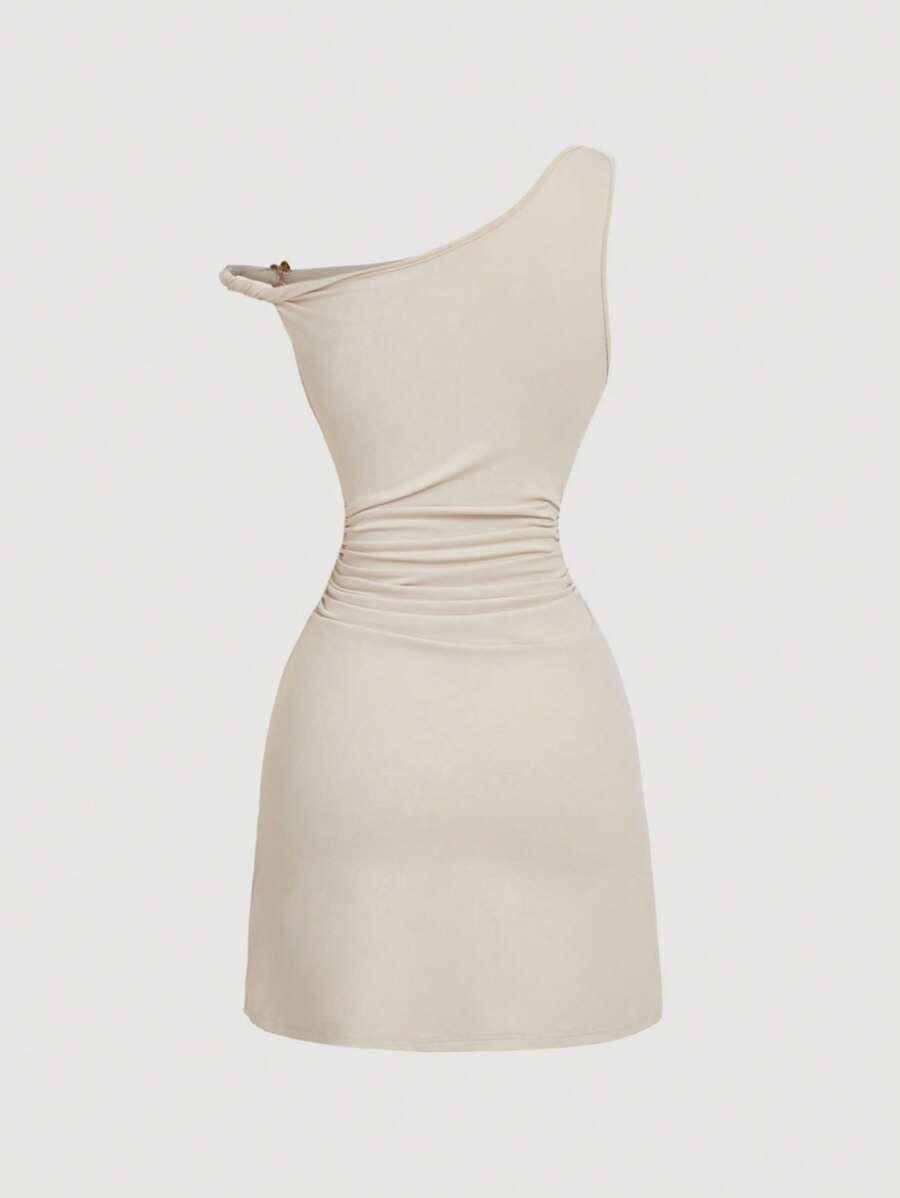 SHEIN BEŻOWA MINI SUKIENKA S06__M