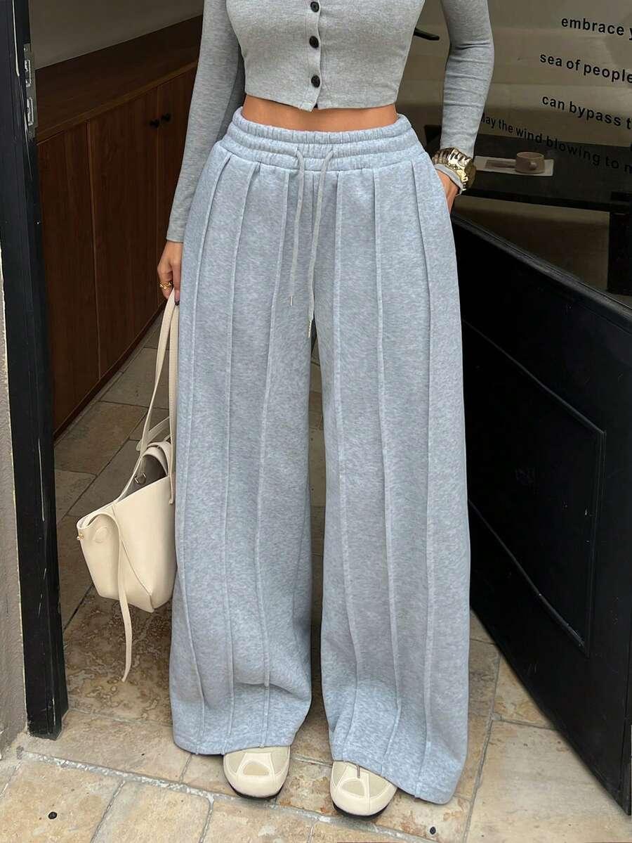 SHEIN SZARE SPODNIE DRESOWE WIĄZANIE S06__M