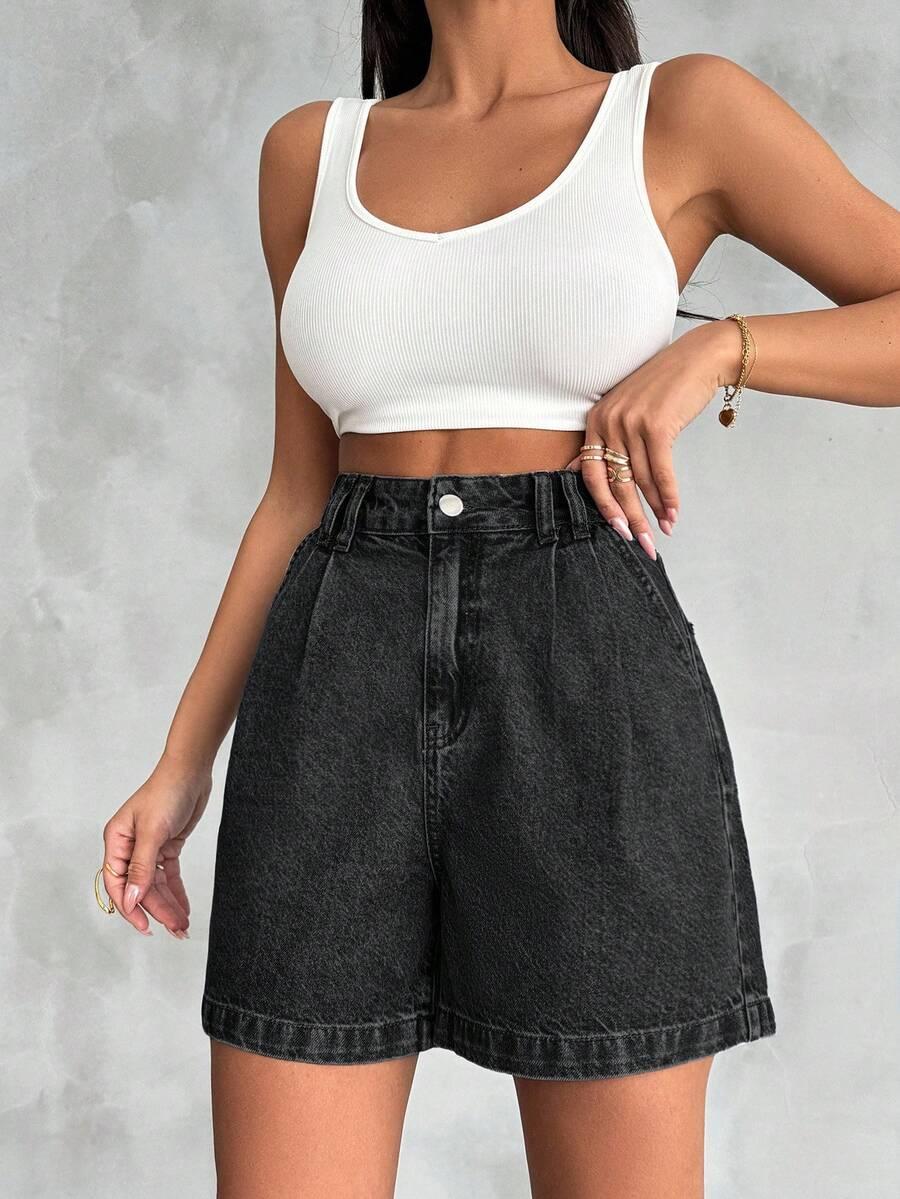 EURMUSE CZARNE SPODENKI JEANS S06__L