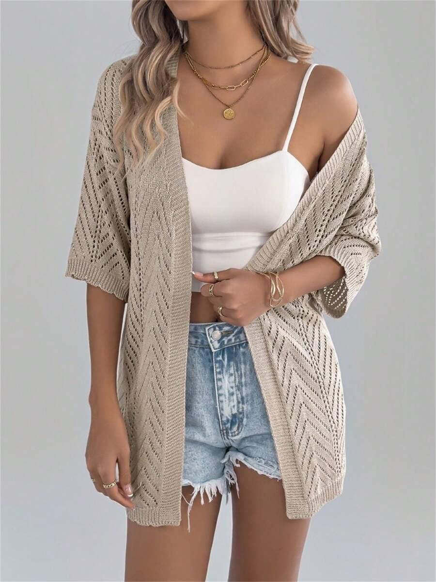 SHEIN BEŻOWY SWETER NARZUTKA S06__M