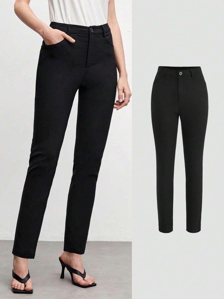 SHEIN CZARNE SPODNIE PROSTA NOGAWKA S06__XL