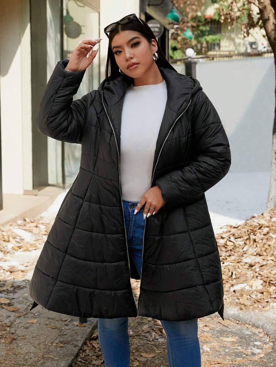 SHEIN CZARNA PIKOWANA KURTKA KAPTUR W01__46