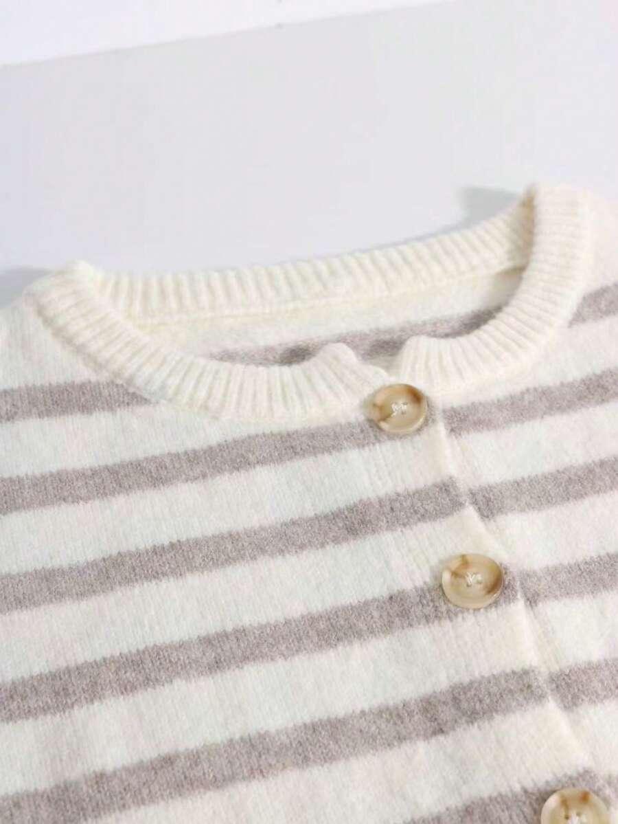 SHEIN SWETER Z DOMIESZKĄ WEŁNY PASKI S06__L