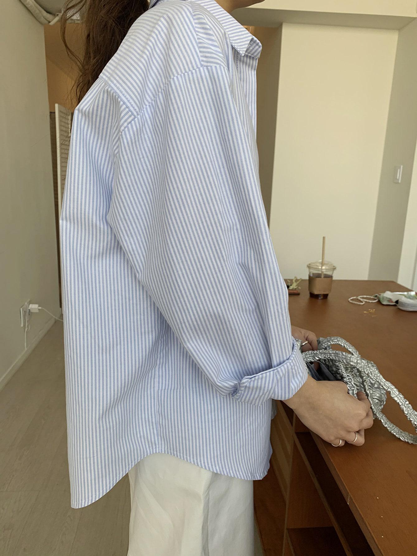 DAZY KOSZULA W PASKI KOŁNIERZYK S06__XXL