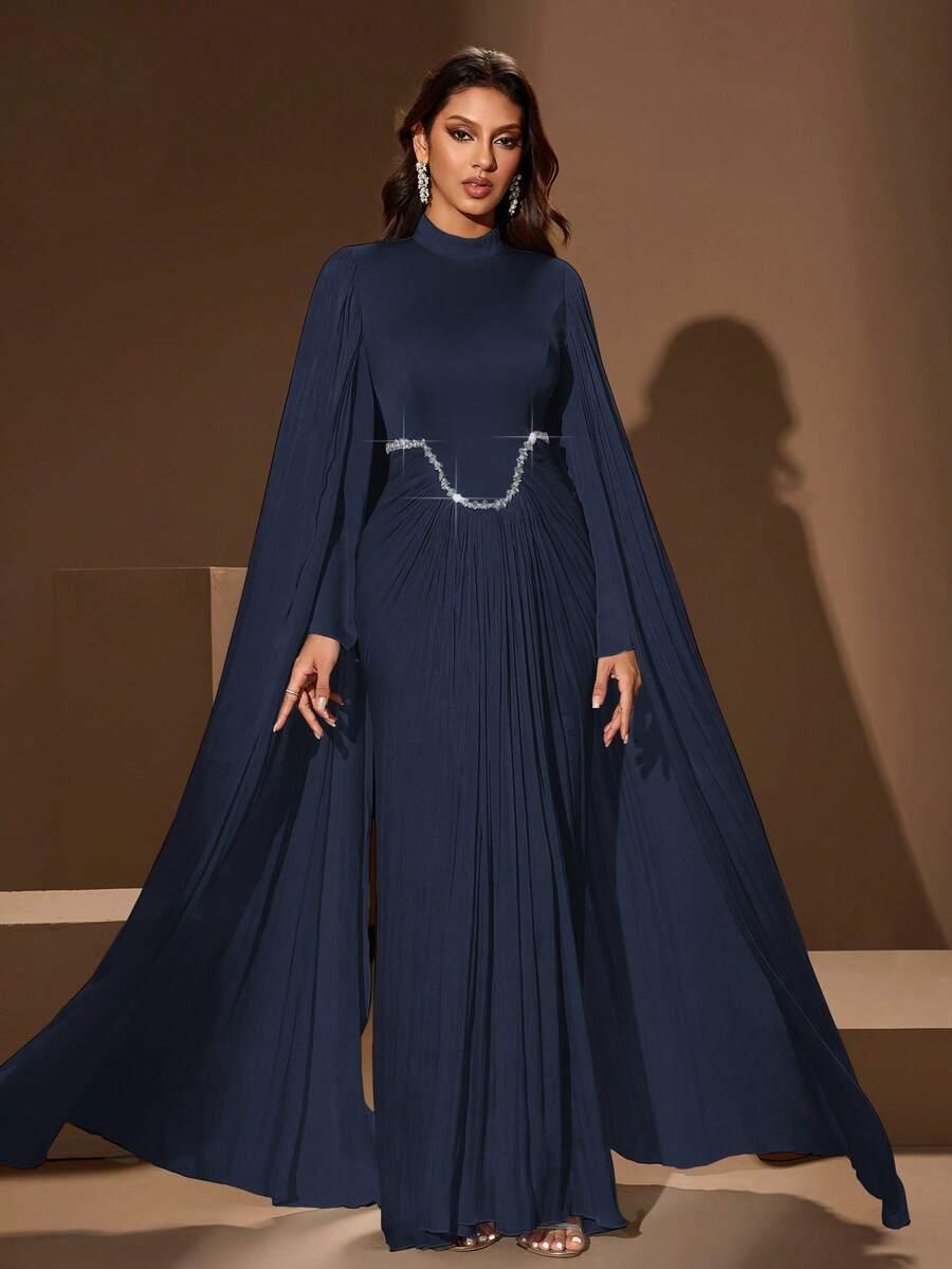 SHEIN GRANATOWA MAXI SUKIENKA ZDOBIENIE S06__XL