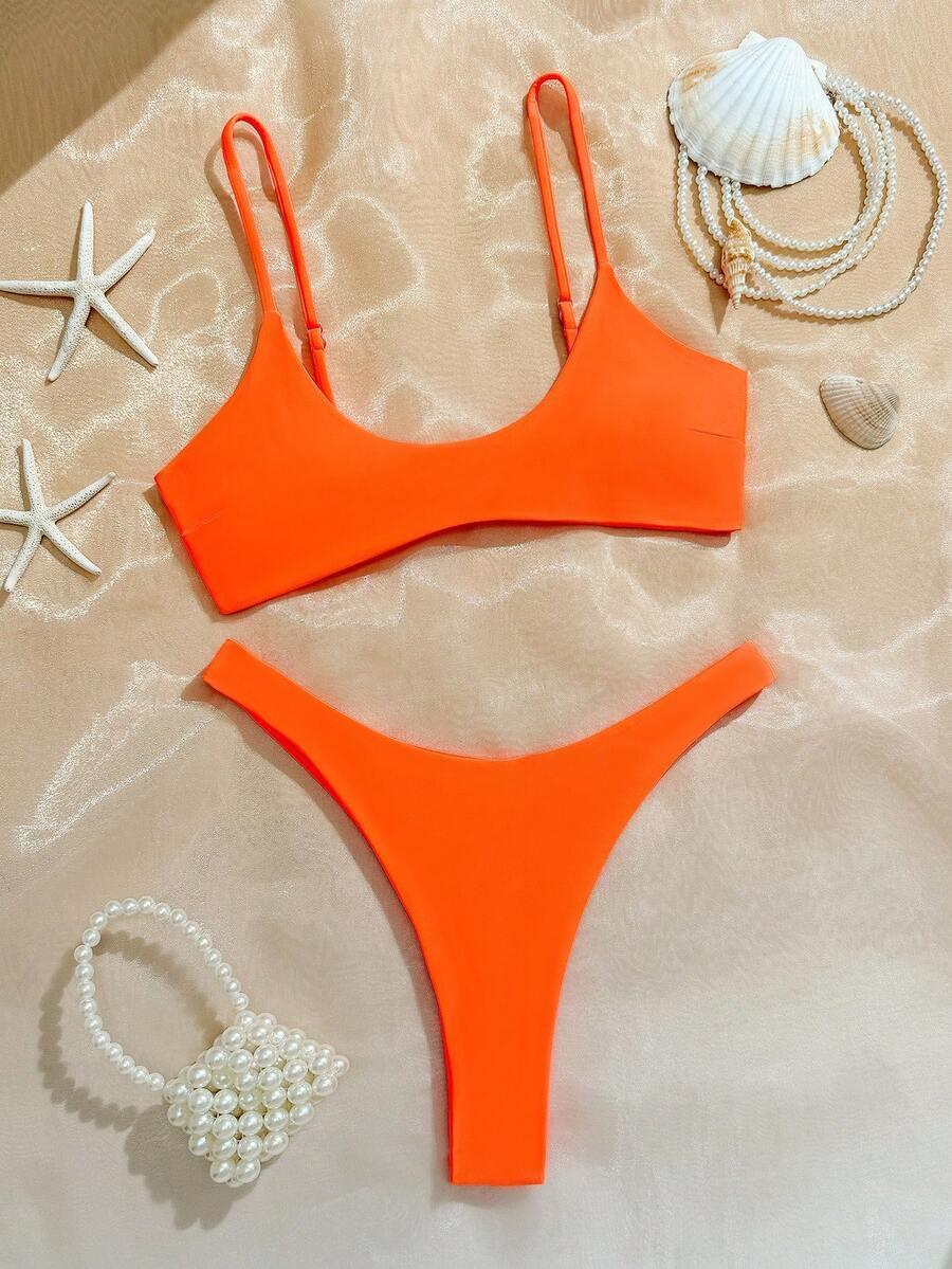 SHEIN POMARAŃCZOWY DWUCZĘŚCIOWY STRÓJ KĄPIELOWY S09__XS