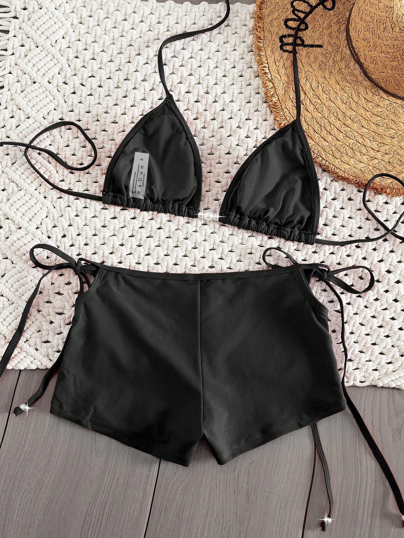 SHEIN CZARNY DWUCZĘŚCIOWY STRÓJ KĄPIELOWY S09__XS