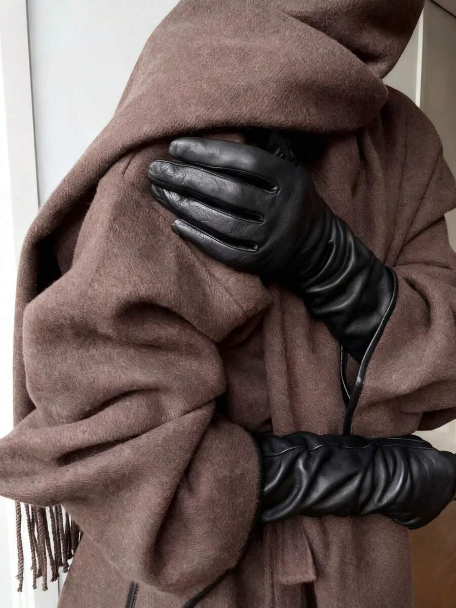 SHEIN CZARNE RĘKAWICZKI IMITACJA SKÓRY W01