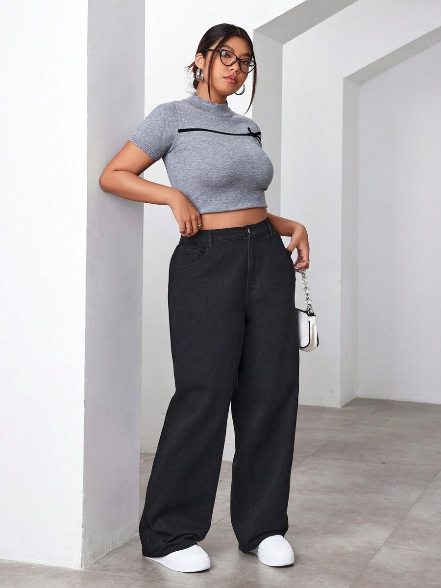 SHEIN CZARNE JEANSY WYSOKI STAN S06__46