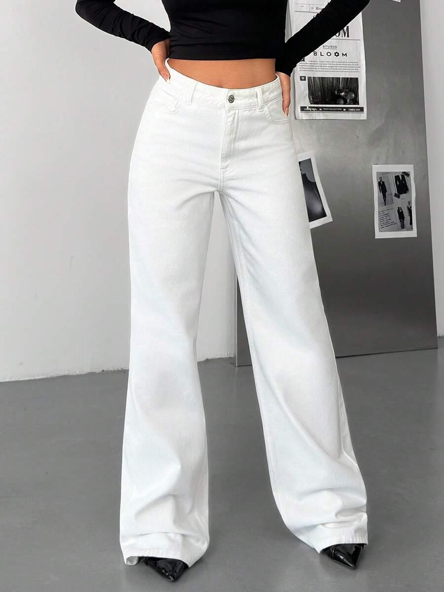 SHEIN BIAŁE SPODNIE JEANS S06__L
