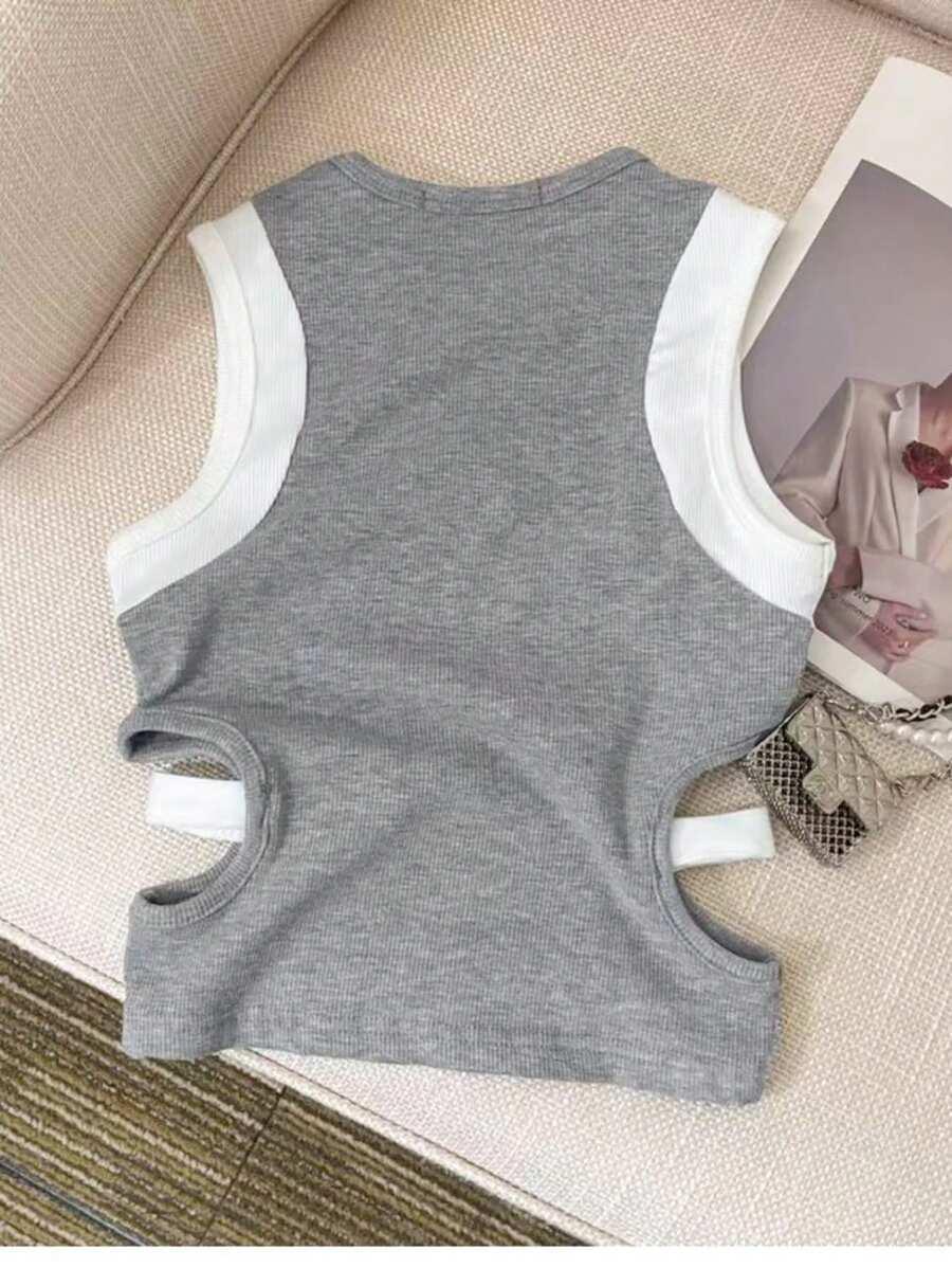 SHEIN TOP KLASYCZNY KONTRAST S06__S
