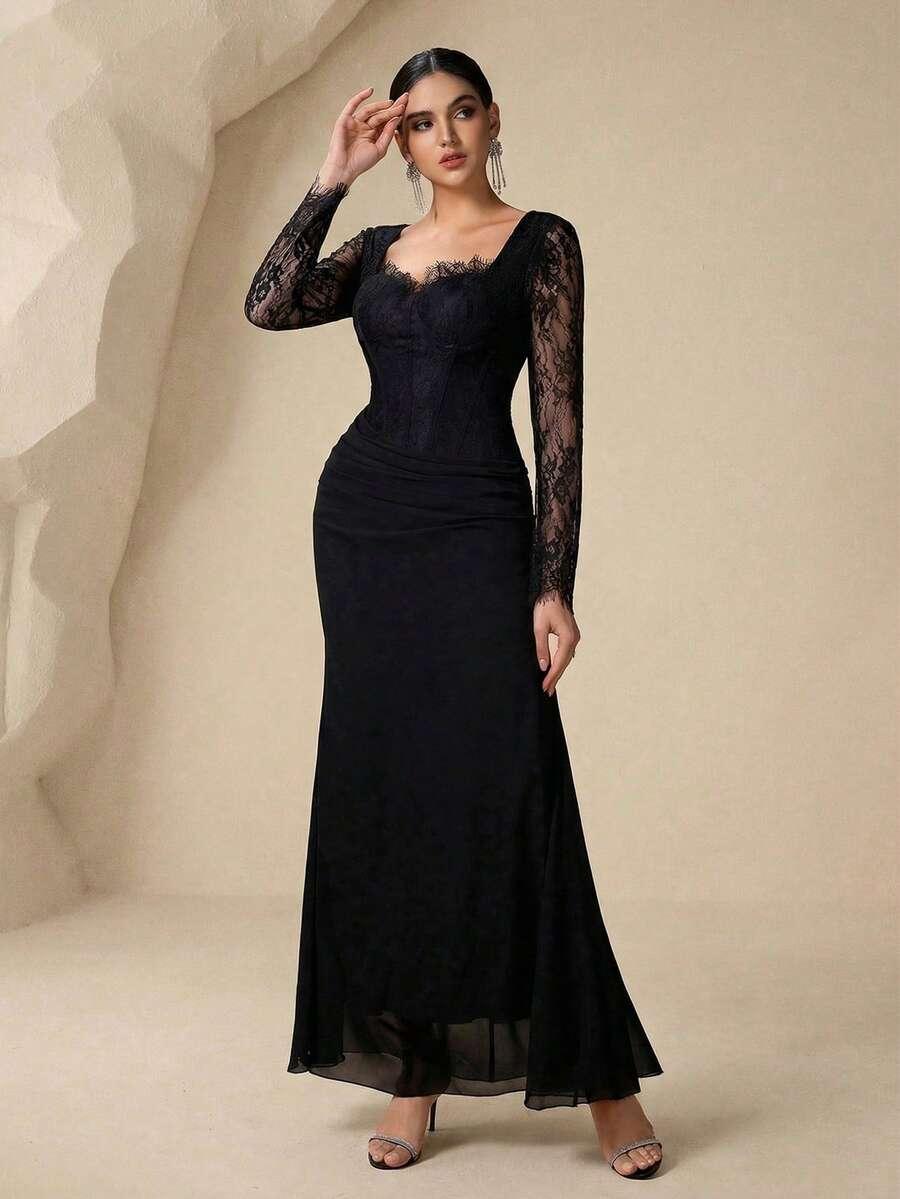 SHEIN CZARNA MAXI SUKIENKA S06__L