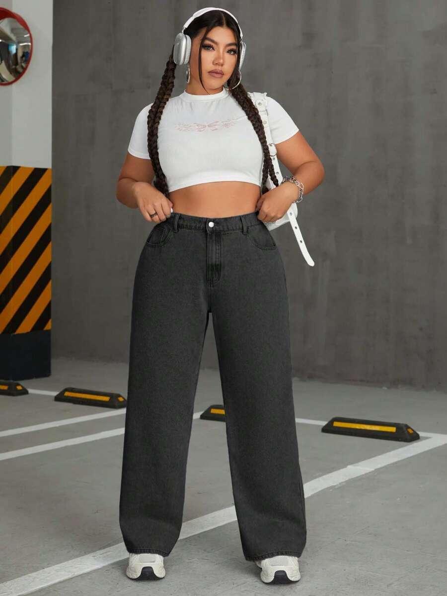 SHEIN CZARNE SPODNIE JEANS PROSTA NOGAWKA S06__46