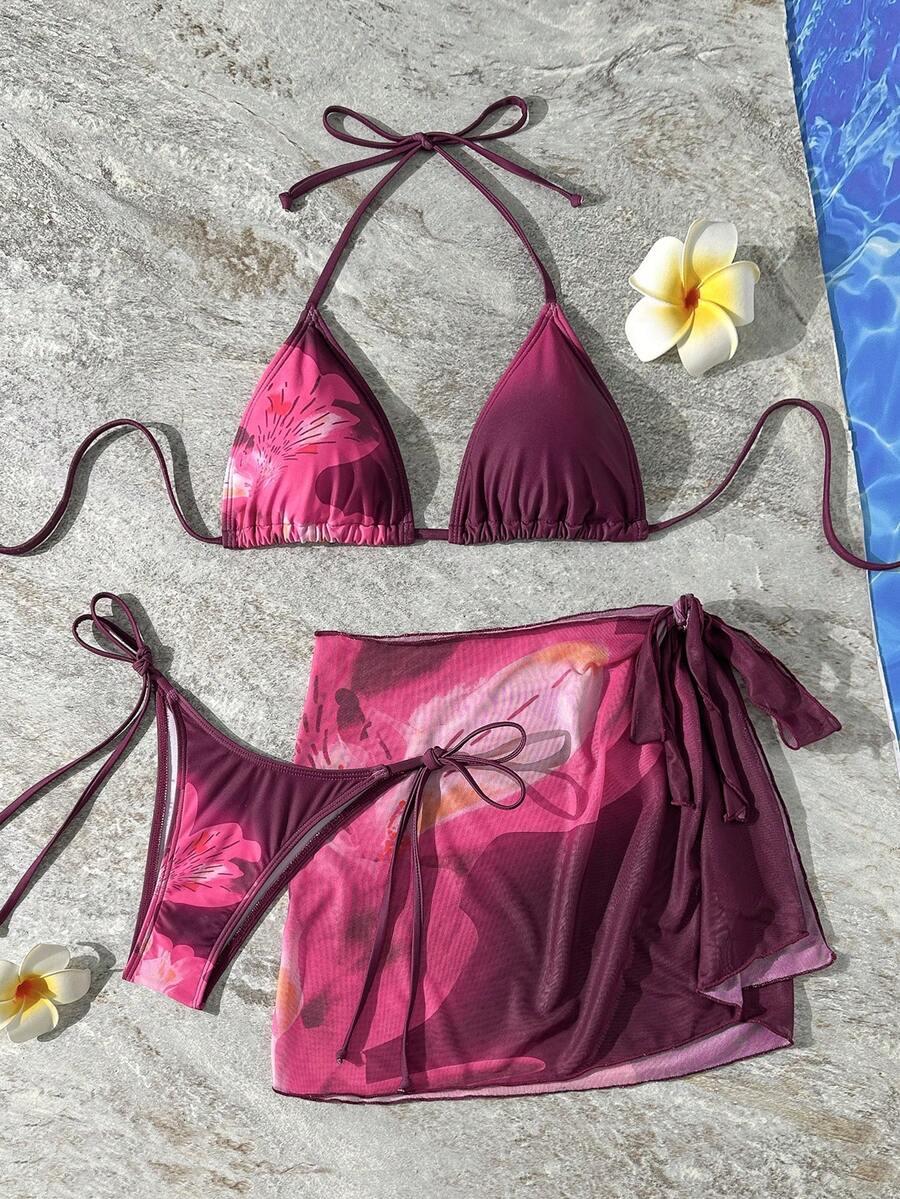 SHEIN STRÓJ KĄPIELOWY KOMPLET SARONG S09__M