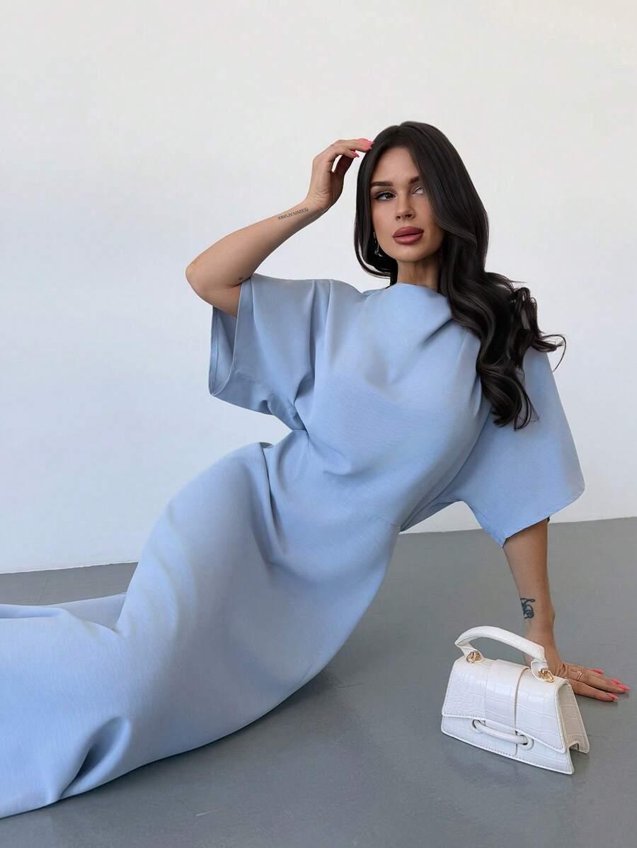 SHEIN NIEBIESKA MAXI SUKIENKA KLASYCZNA S06__L
