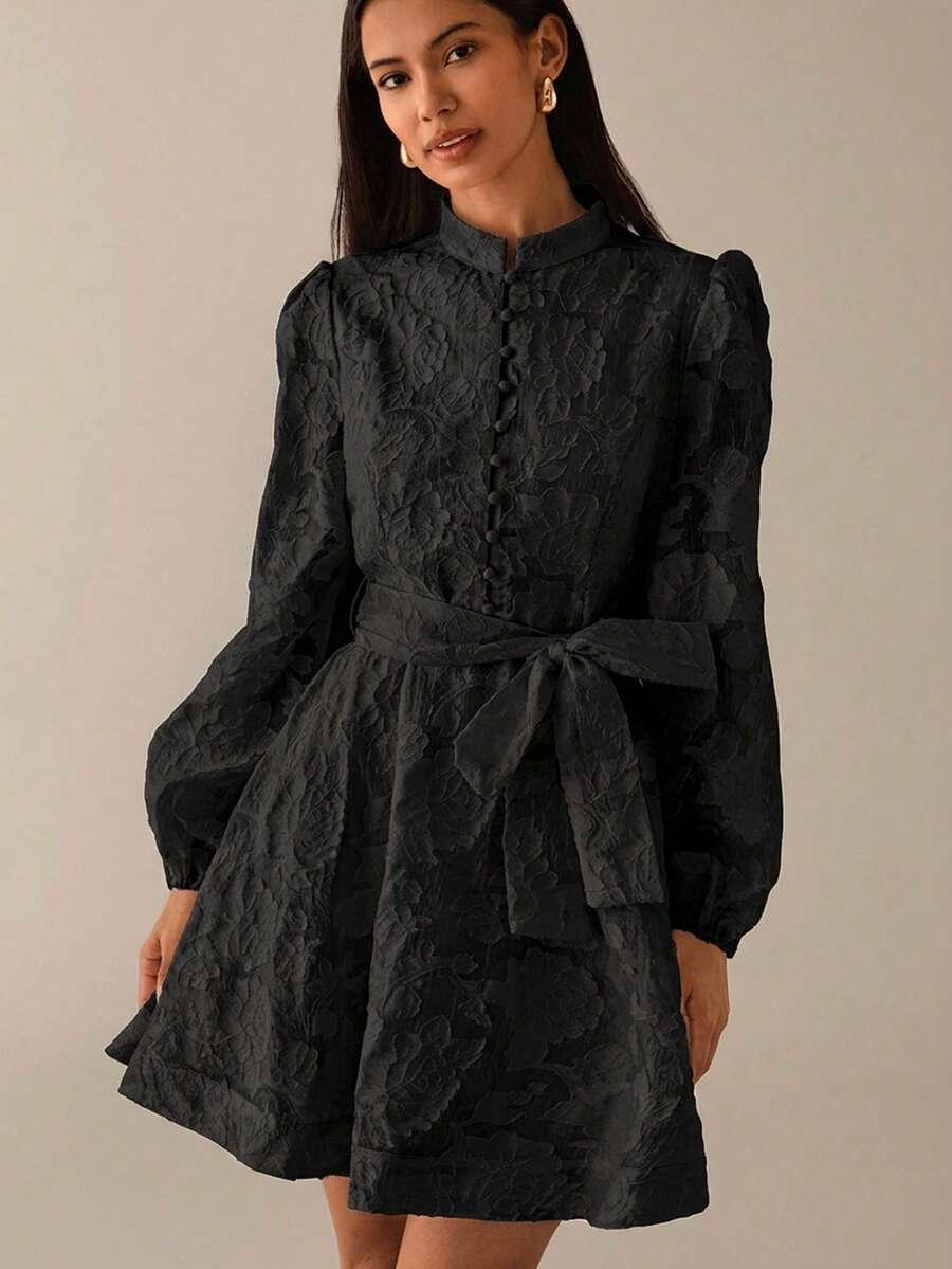 SHEIN CZARNA SUKIENKA DŁUGI RĘKAW S06__L
