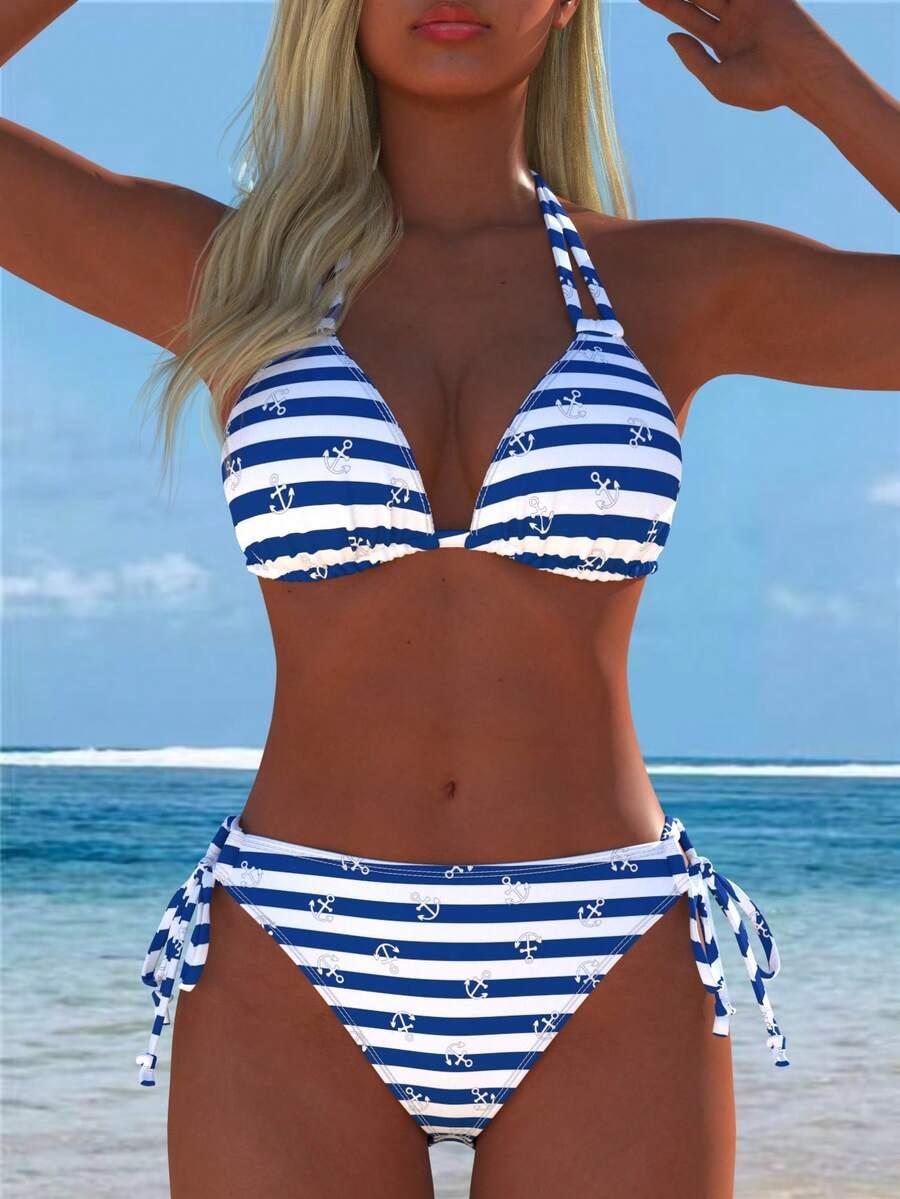 SHEIN DWUCZĘŚCIOWY STRÓJ KĄPIELOWY PASKI S09__M