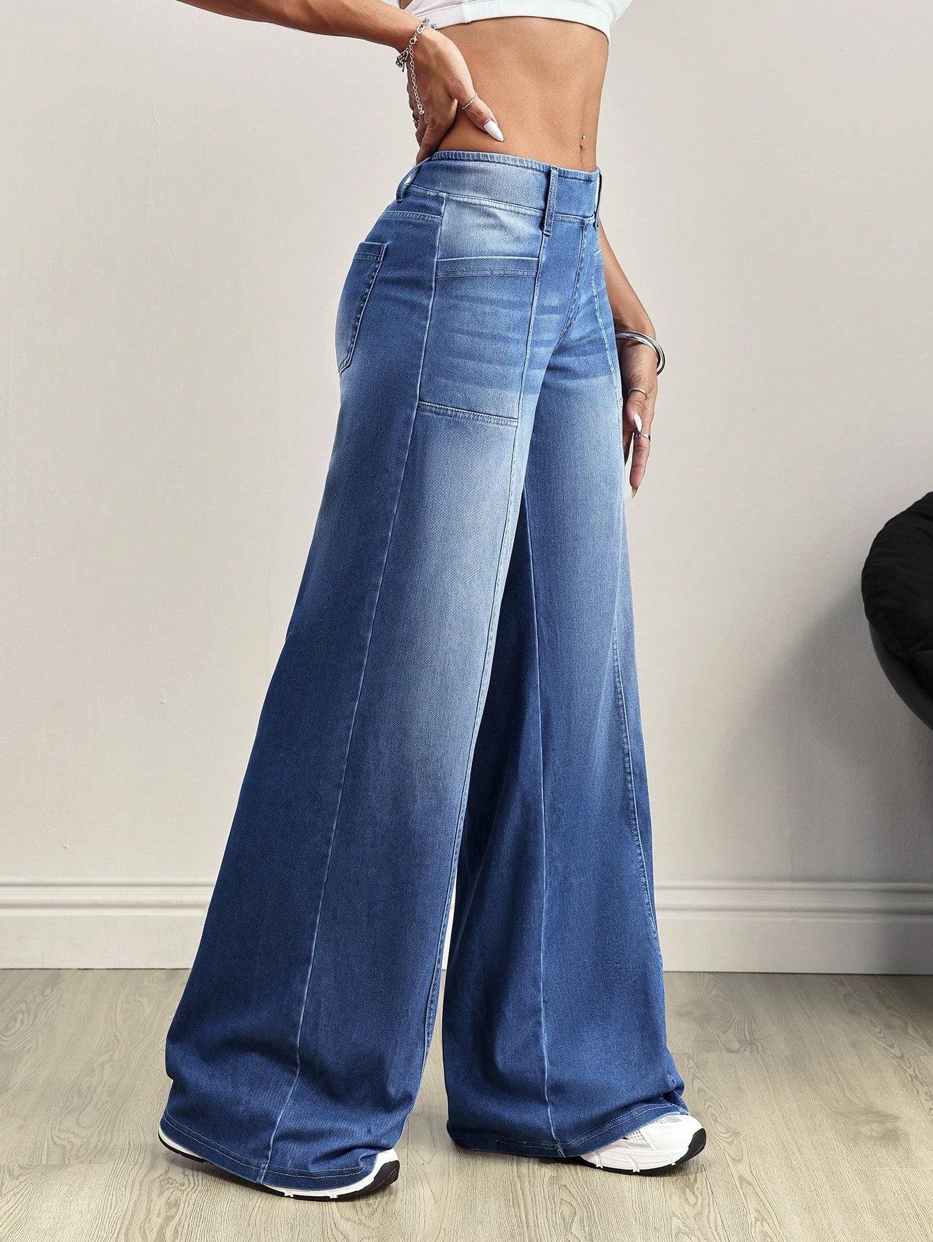 SHEIN NIEBIESKIE JEANSY DZWONY S06__L