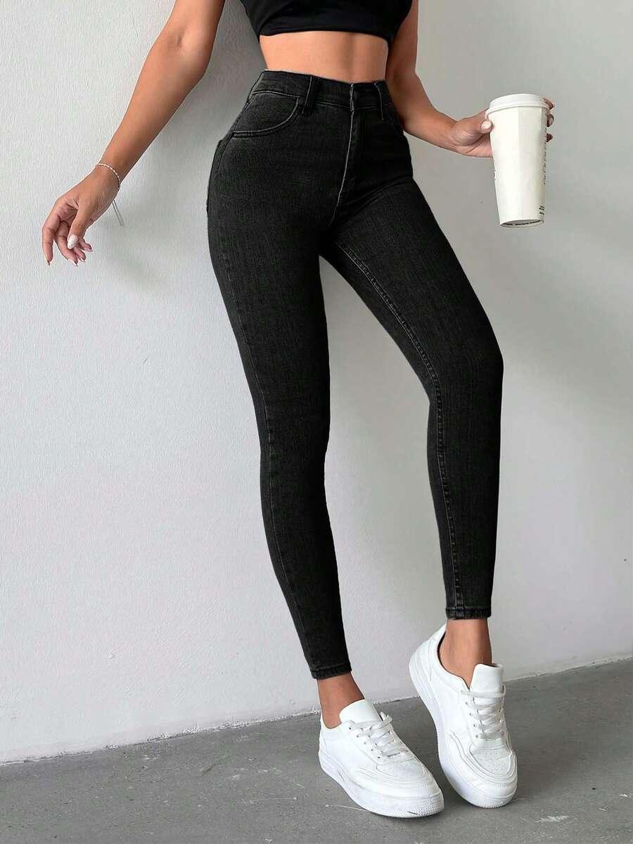 SHEIN CZARNE SPODNIE JEANS RURKI