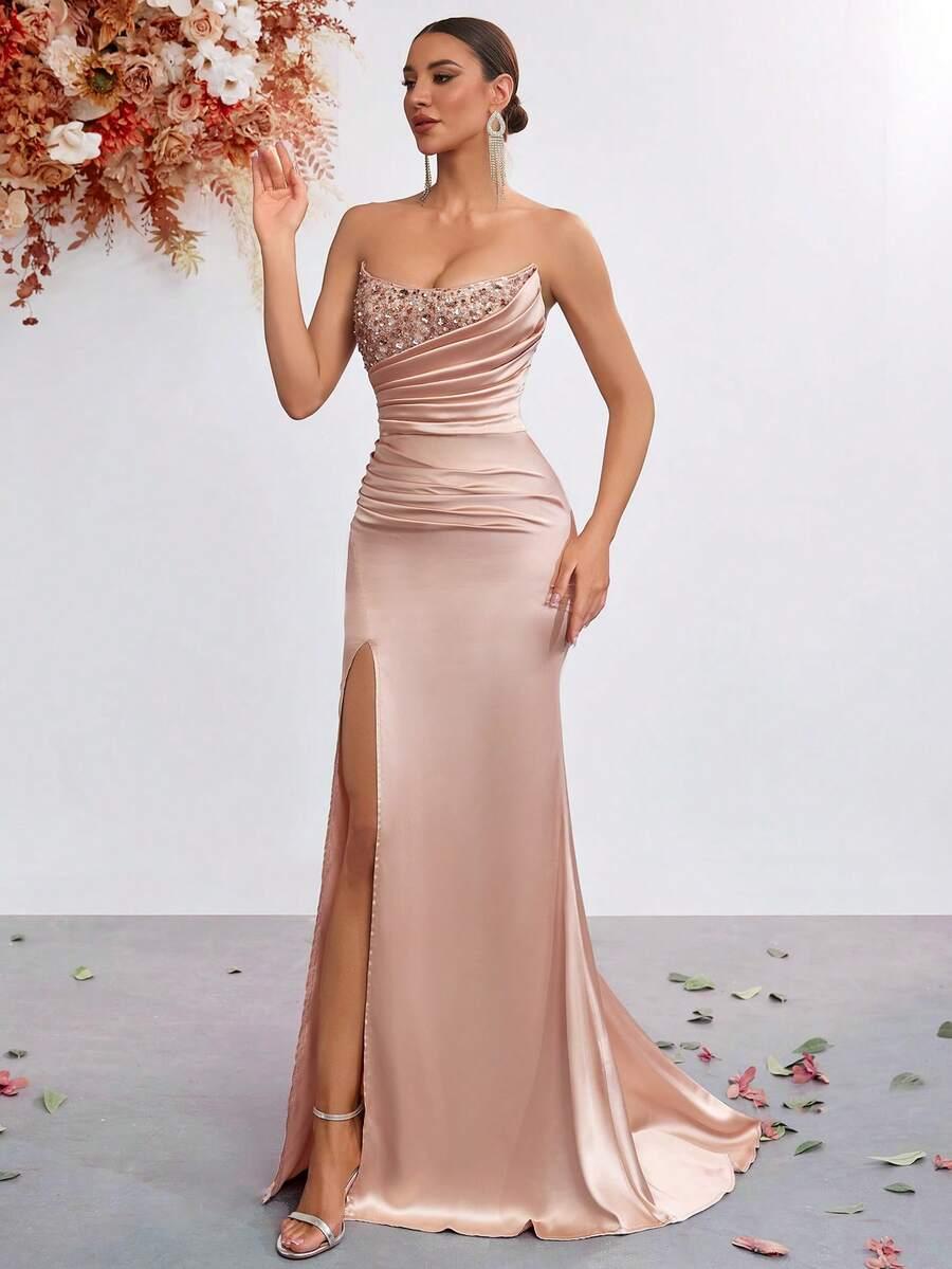 ELISANYA BEŻOWA MAXI SUKIENKA PK01__S