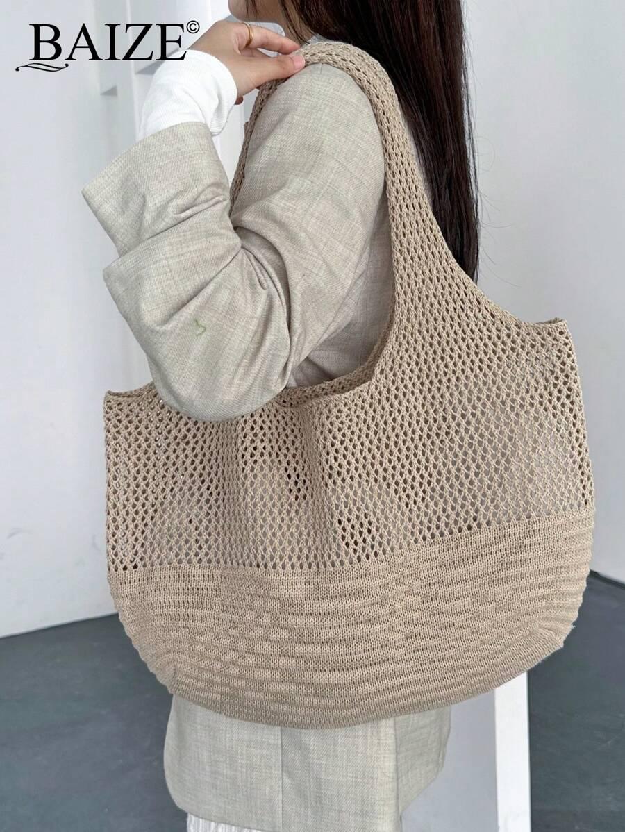 SHEIN BEŻOWA DZIANINOWA TORBA S07__45X30