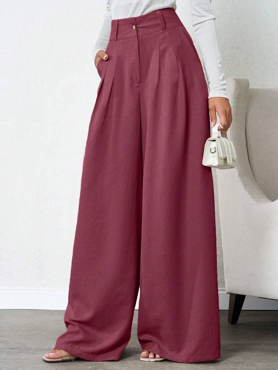 SHEIN SPODNIE SZEROKIE NOGAWKI WYSOKI STAN CASUAL S06__M