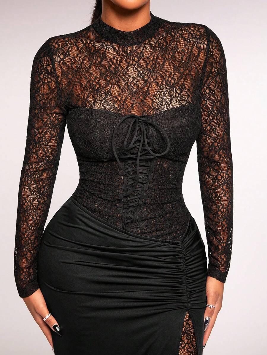 RADIANA CZARNA MAXI SUKIENKA S06__L