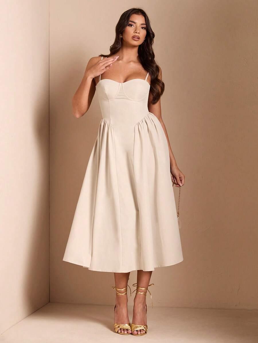 SHEIN BEŻOWA SUKIENKA MIDI S06__S