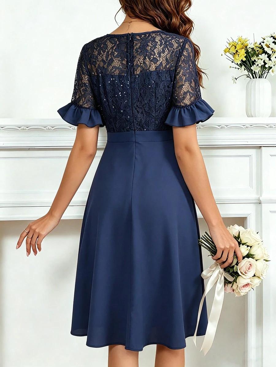 SHEIN GRANATOWA SUKIENKA KORONKA S06__S