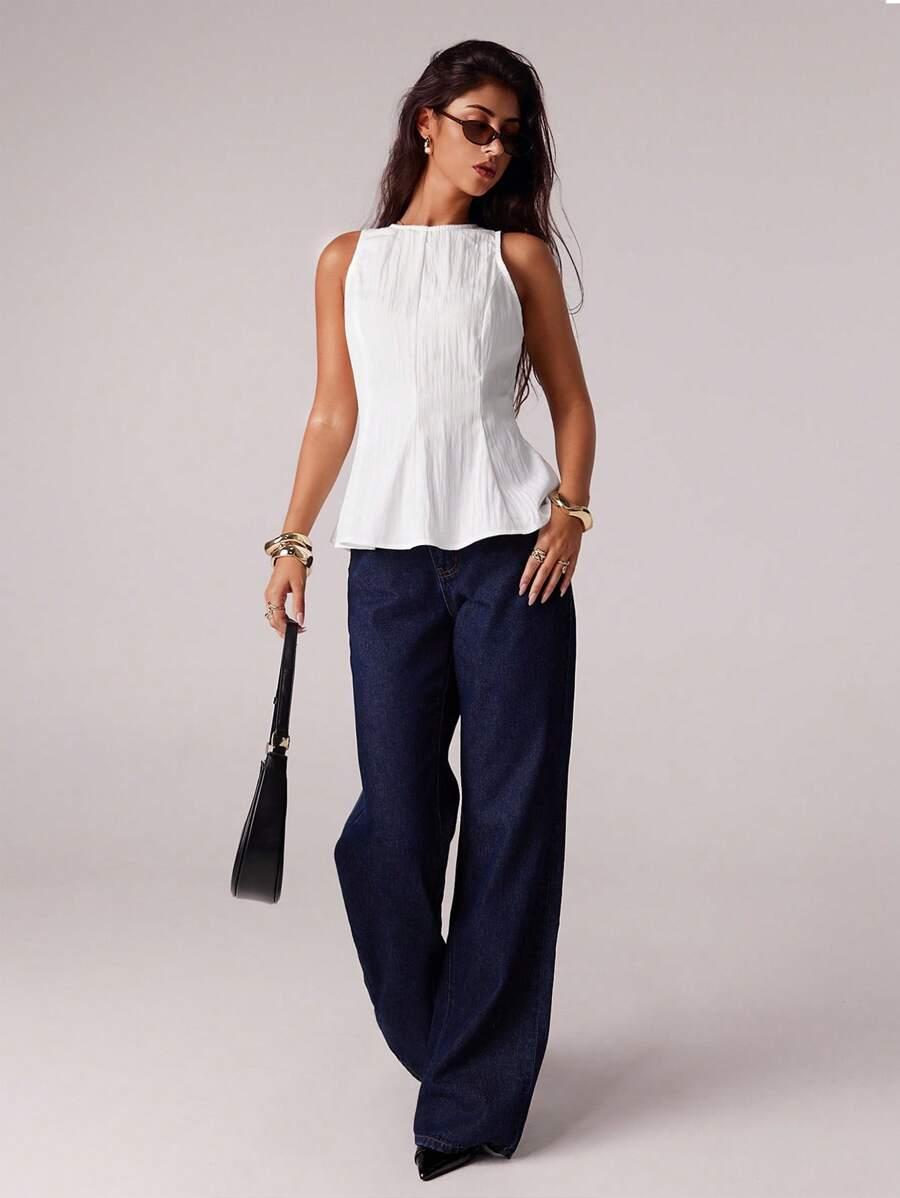 SHEIN BIAŁY TOP BEZ RĘKAWÓW S06__M