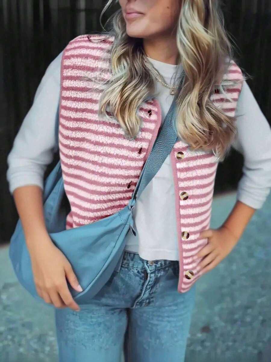 SHEIN RÓŻOWA KAMIZELKA PASKI S06__M