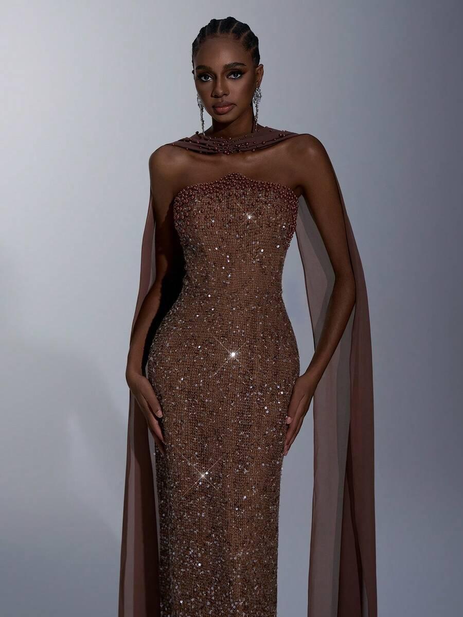 ELITARA ELEGANCKA SUKIENKA MAXI ODKRYTE RAMIONA CEKINY S06__L