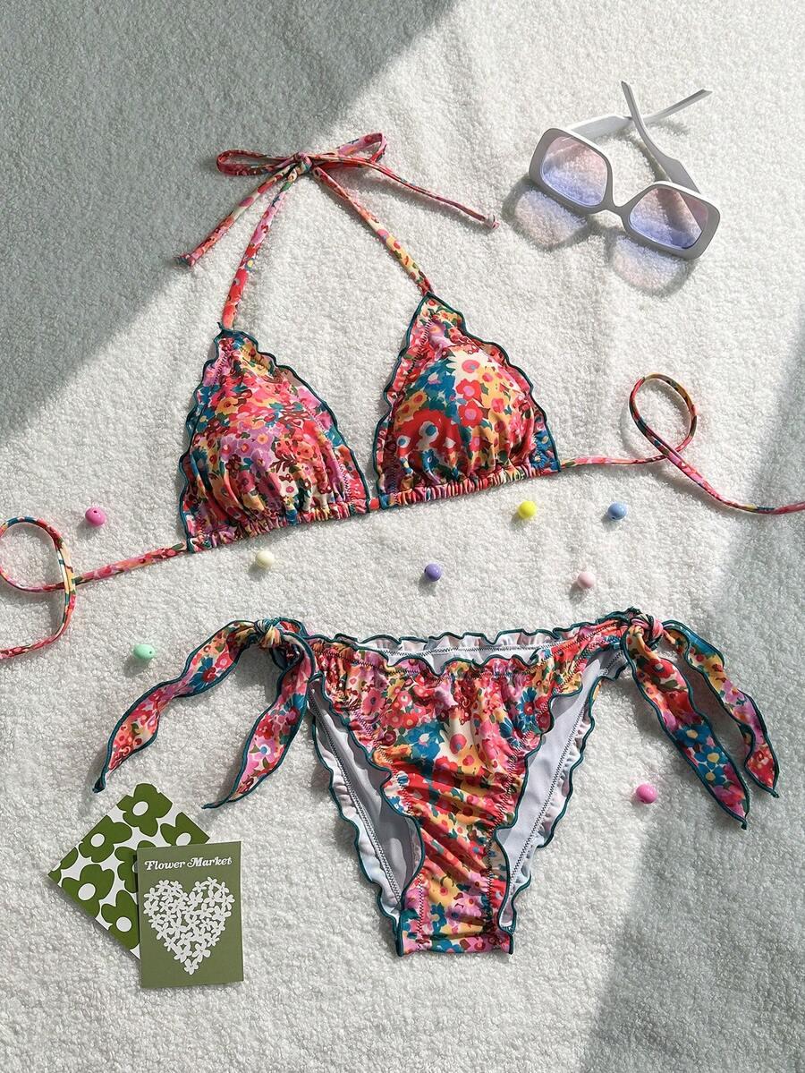 SHEIN DWUCZĘŚCIOWY STRÓJ KĄPIELOWY PRINT S09__M