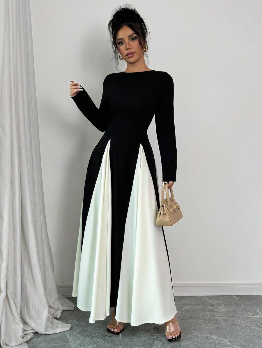SHEIN MAXI SUKIENKA KONTRAST S06__S