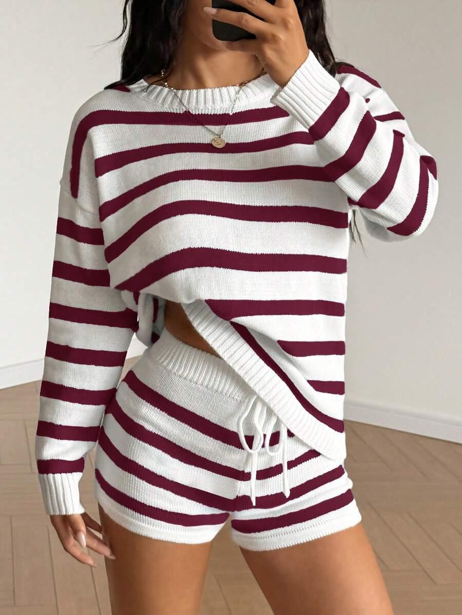 SHEIN KOMPLET KRÓTKIE SPODENKI SWETER S06__L