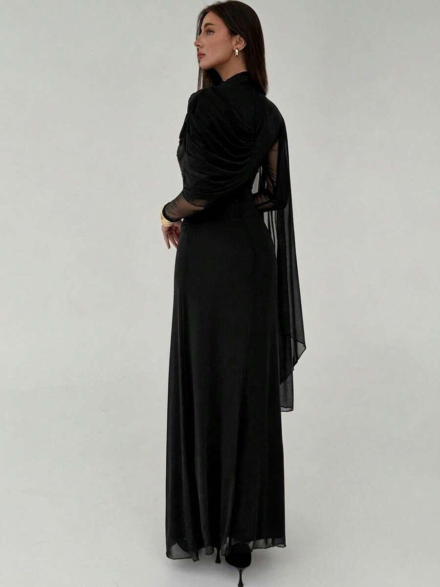 ALORUH CZARNA MAXI SUKIENKA S06__L