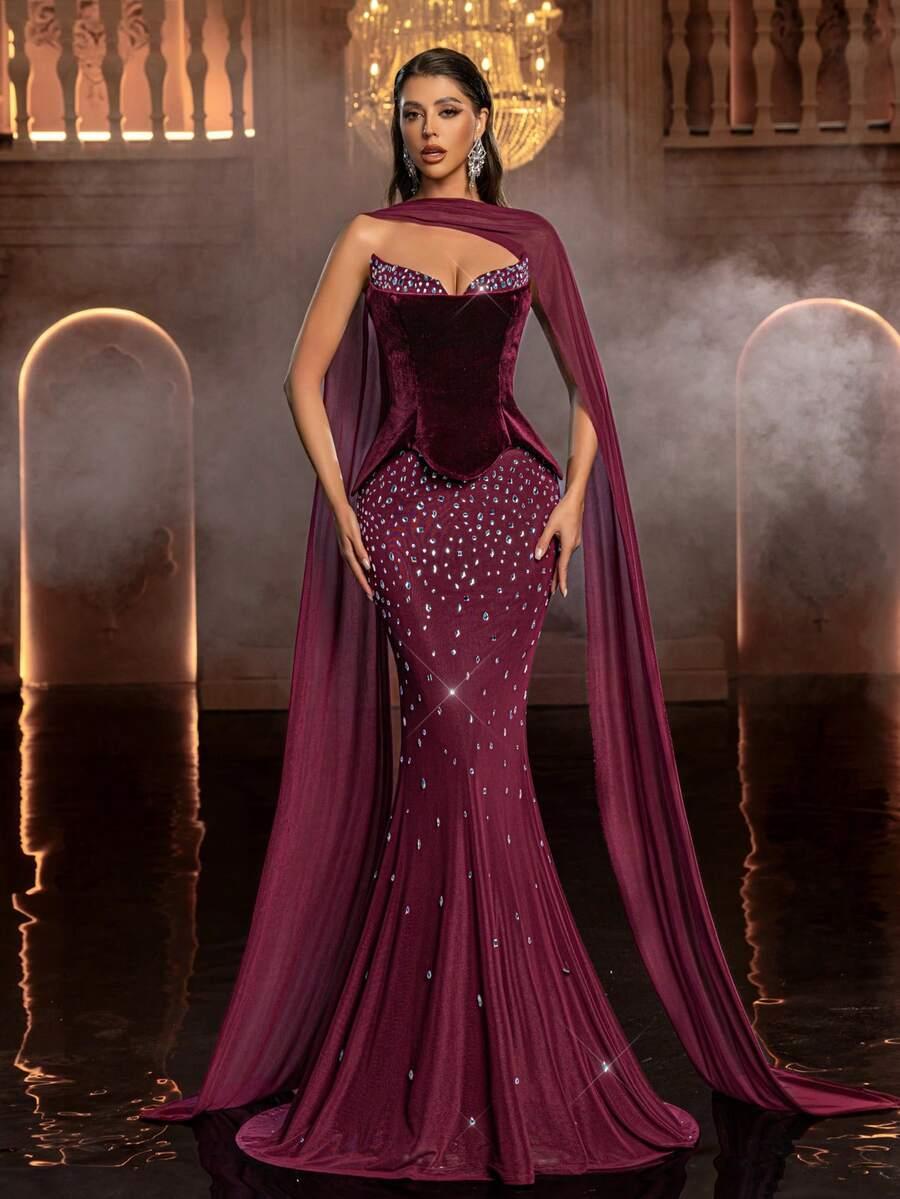 GLAMRAE BURGUNDOWA SUKIENKA MAXI ZDOBIENIE S06__S
