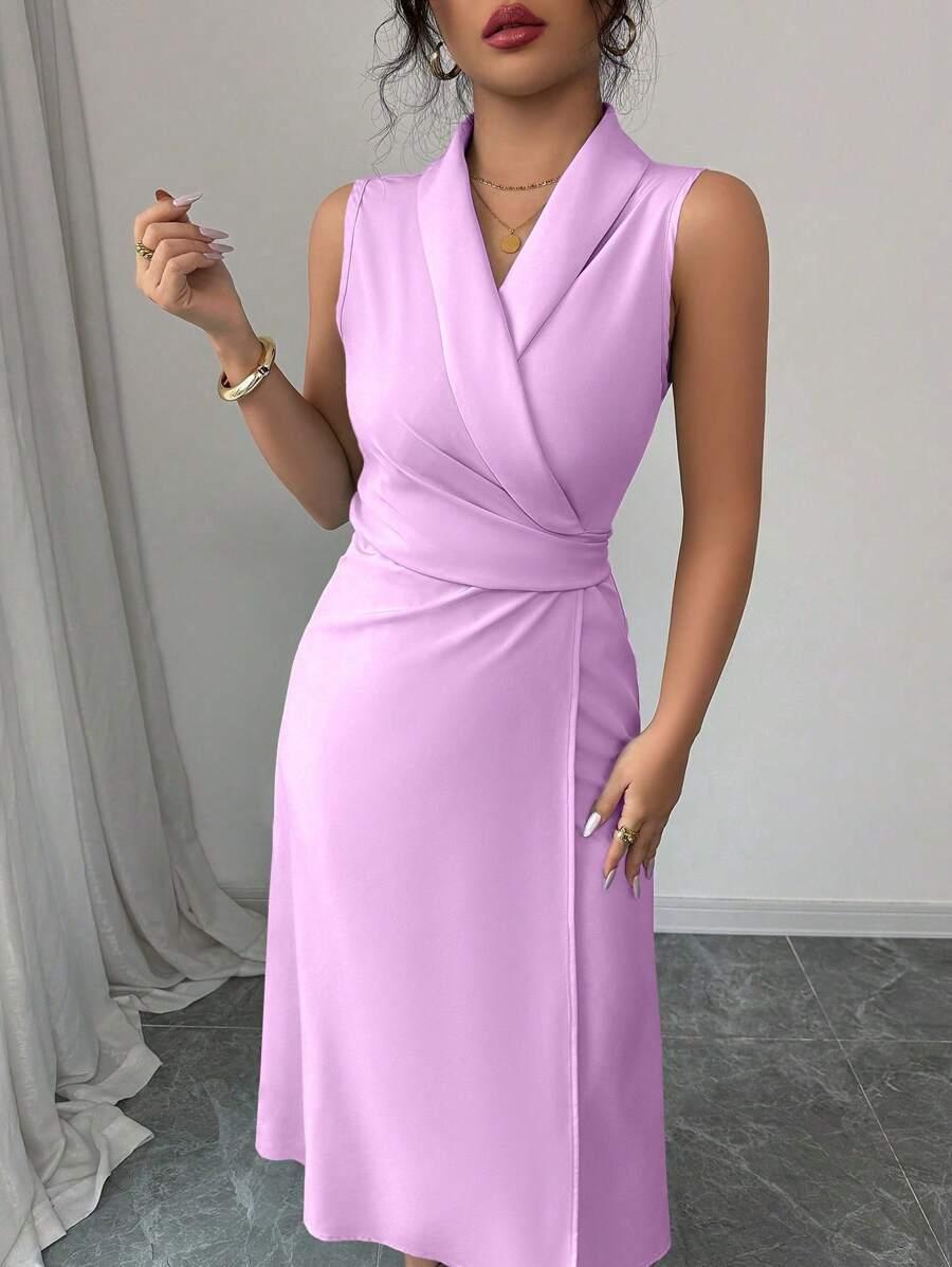 SHEIN FIOLETOWA SUKIENKA KOPERTOWY DEKOLT S09__L