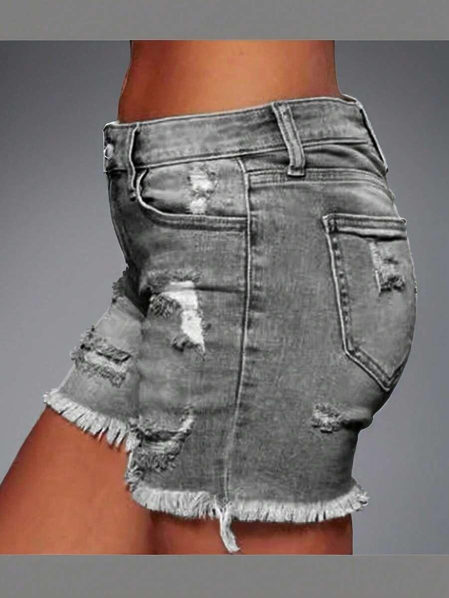 SHEIN SPODENKI JEANS ROZDARCIA S06__L