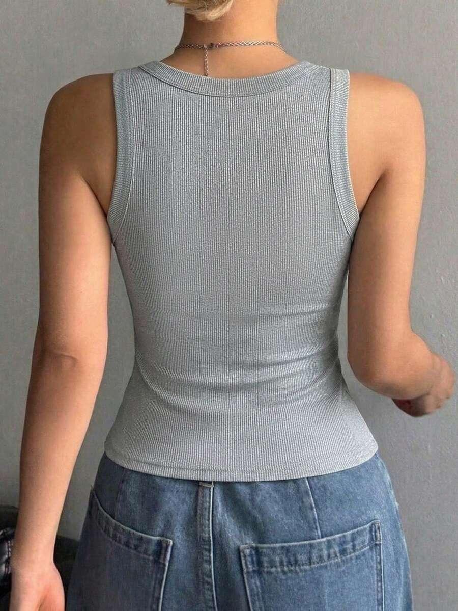 SHEIN SZARY TOP BEZ RĘKAWÓW S06__S