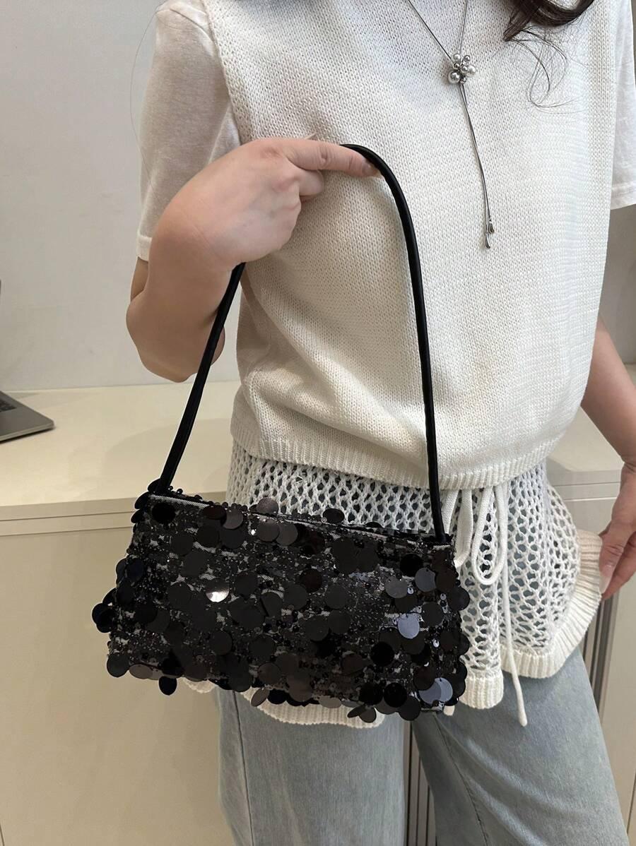 SHEIN CZARNA TOREBKA CEKINY S07
