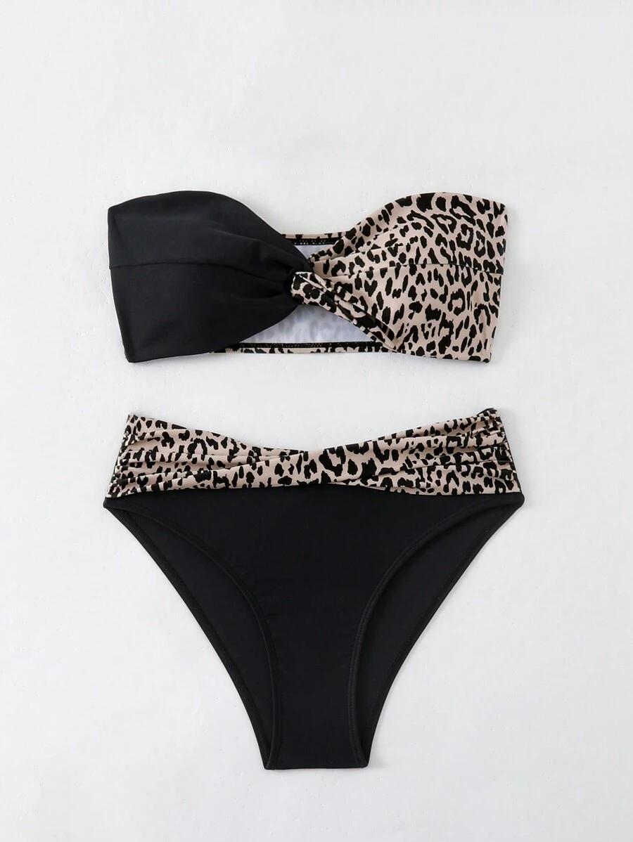 SHEIN DWUCZĘŚCIOWY STRÓJ KĄPIELOWY ANIMAL PRINT S06__L